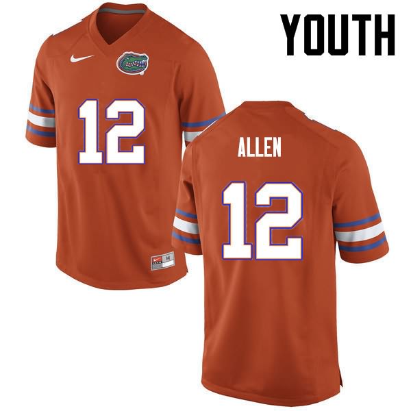 Youth NCAA Florida Gators Jake Allen #12 Stitched Authentic Nike Orange College Football Jersey QOJ7865RI